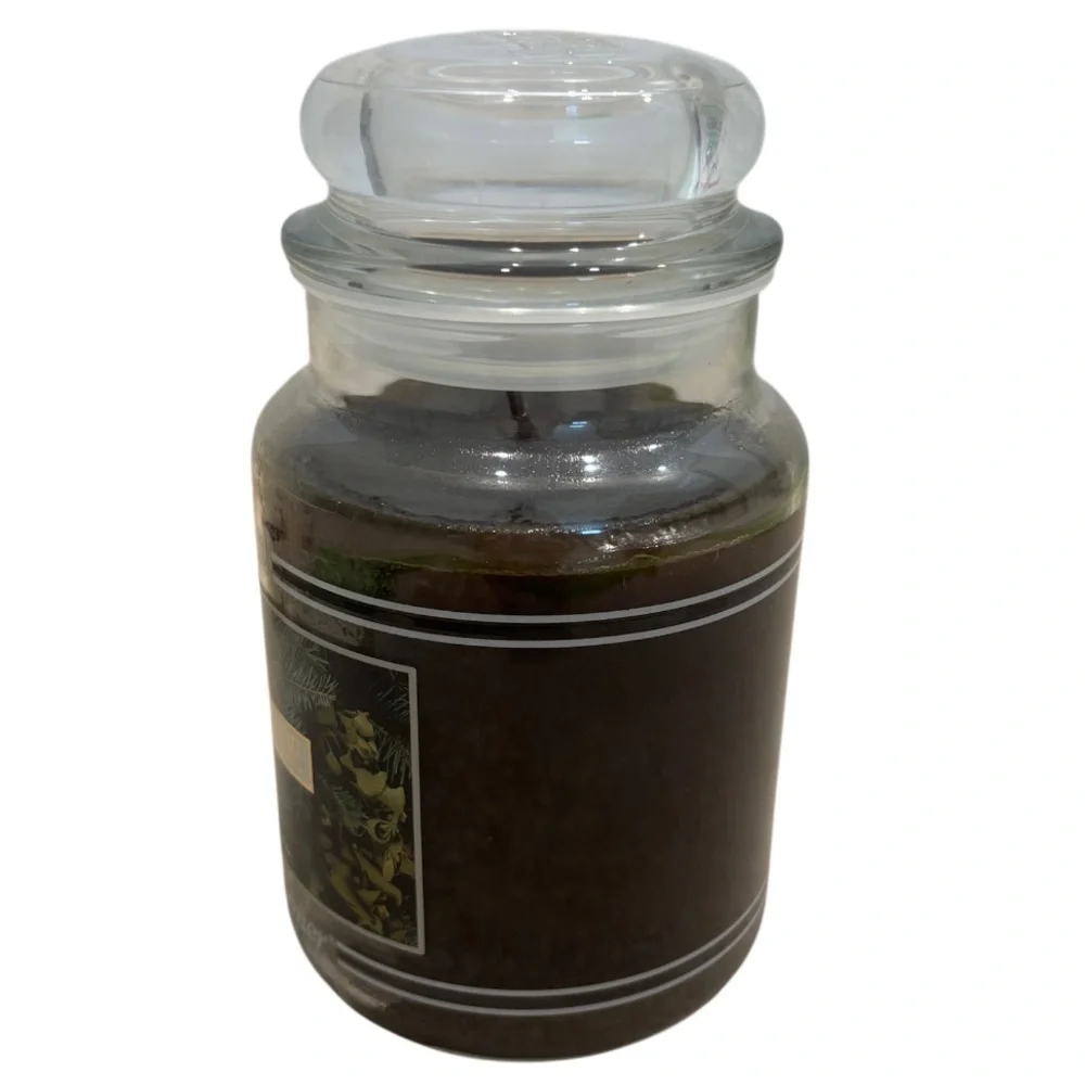 Yankee Candle Jar Black Band Mistletoe Rare Vintage Holiday Green Pine 22 Oz